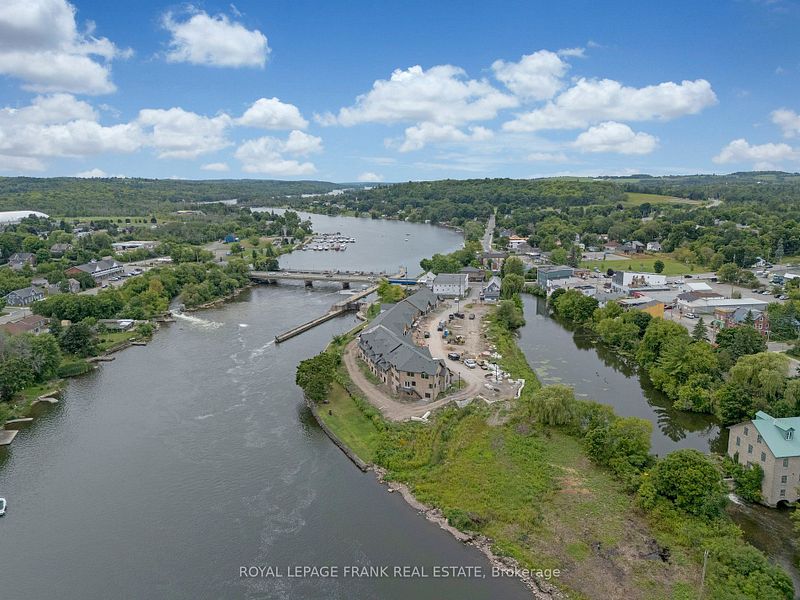 Aerial of the Lock Eighteen point under construction, with the river, lock and marina