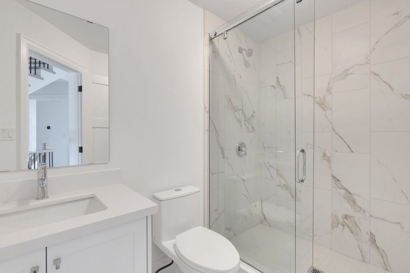 Bathroom with glass walk-in shower